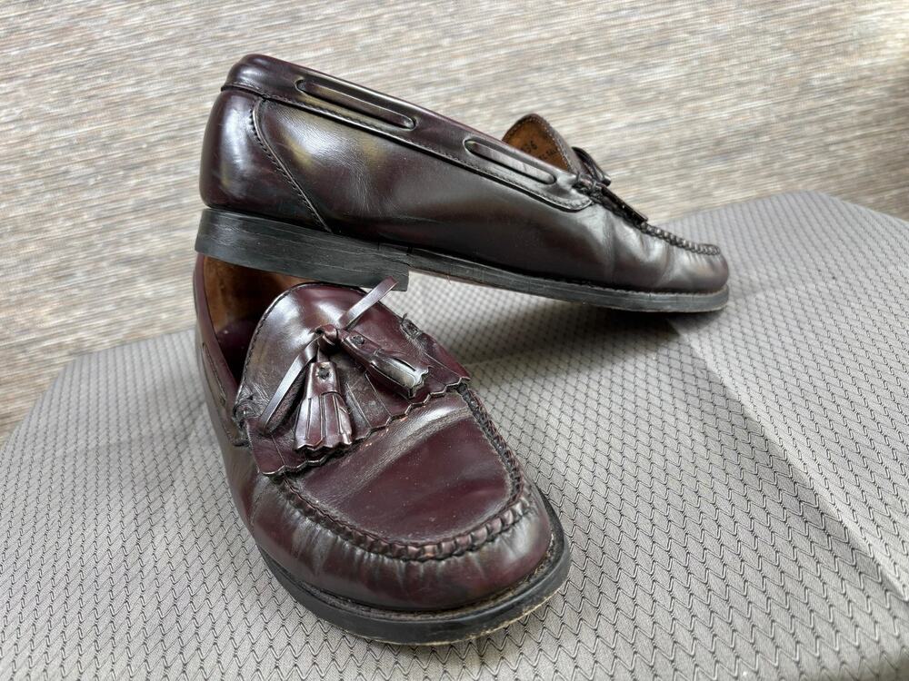 Tassel Loafers Shoes Mens Size 10.5D Brown Leather Slip On Dress Lined